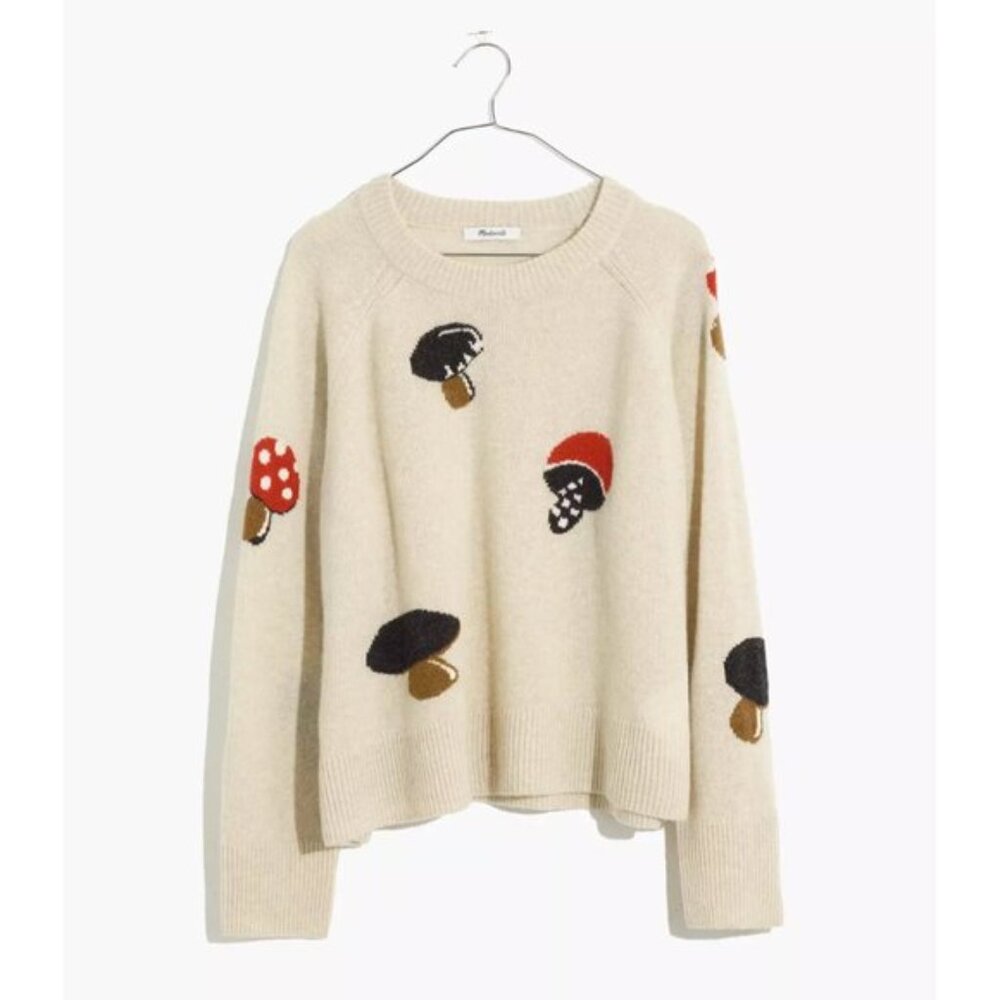 Madewell Mushroom Intarsia Pullover Sweater
